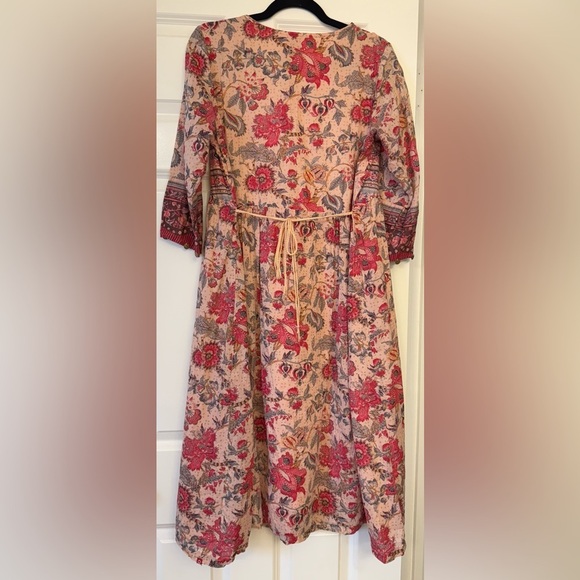 BIBA Women Beige Floral Printed A-line Cotton Kurta Top Tunic Size 38 - Picture 10 of 12